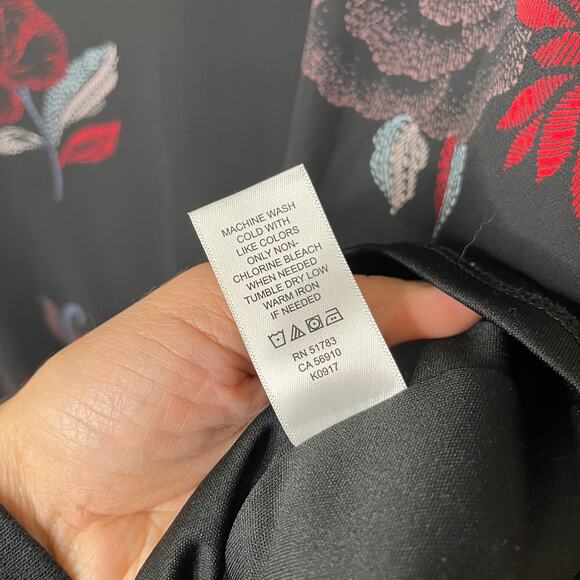 Maurices Dark Floral Dress L Shift Mini Black Red Romantic Long Split Sleeve - Picture 9 of 9